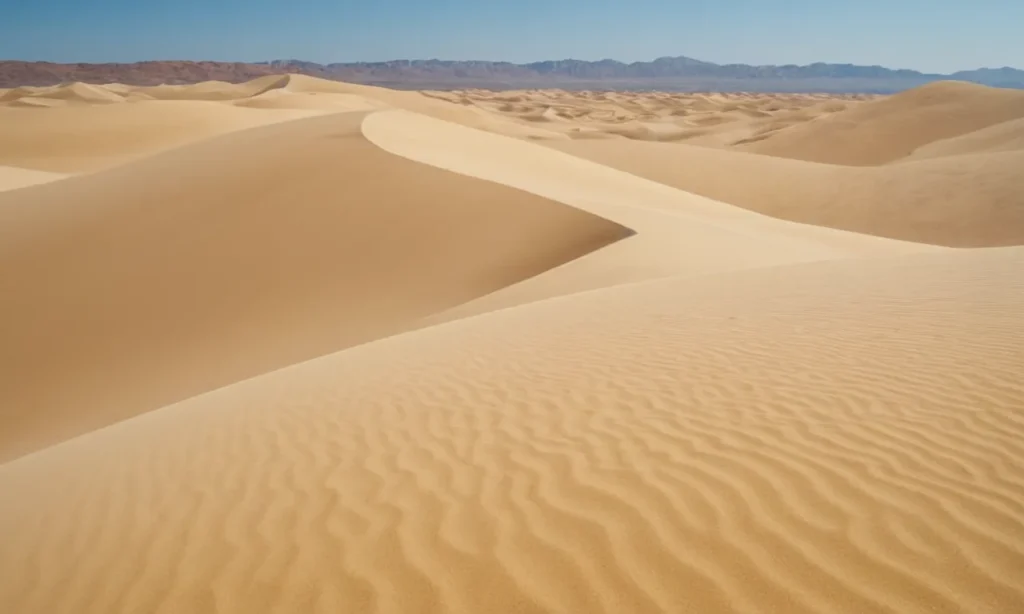 Una vasta y arenosa extensión con suaves colinas onduladas de tonos beige y dorado