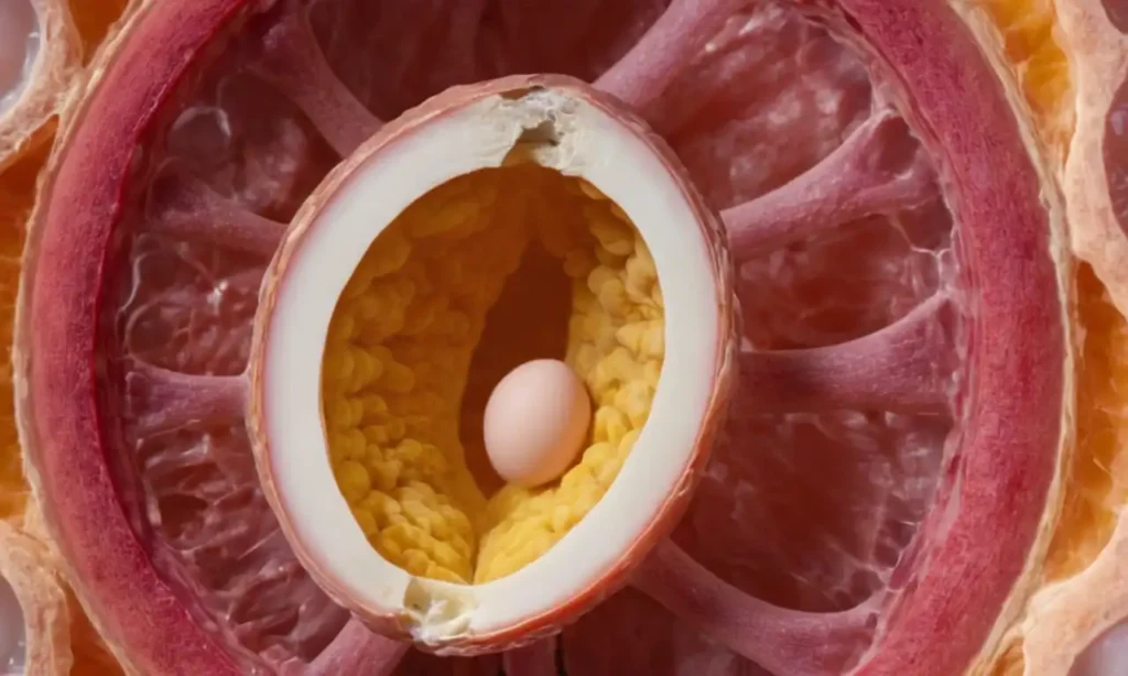 ilustración 3D de ovarios con folículos visibles