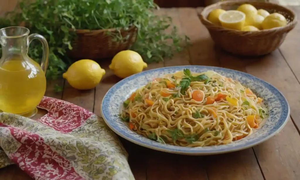 Fideos arrugados amarillos