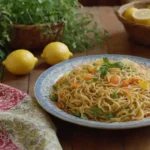Fideos arrugados amarillos