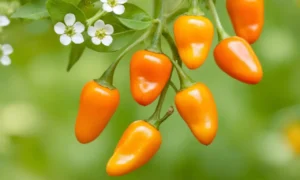 Pimientos naranjas pequeños con pieles brillantes