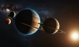 ilustración 3D de múltiples planetas de diferentes sistemas solares