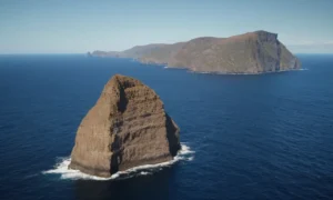 Estante continental 3D que se extiende desde la costa hasta la línea de horizonte