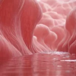 ilustración 3D de crecimientos suaves y rosados unidos a una superficie