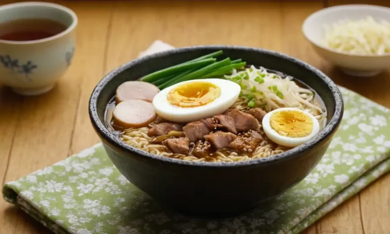 Un cuenco caliente de vapor de fideos de ramen con textura primaveral