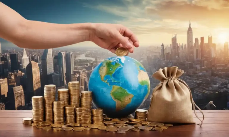 Globo 3D con montones de monedas