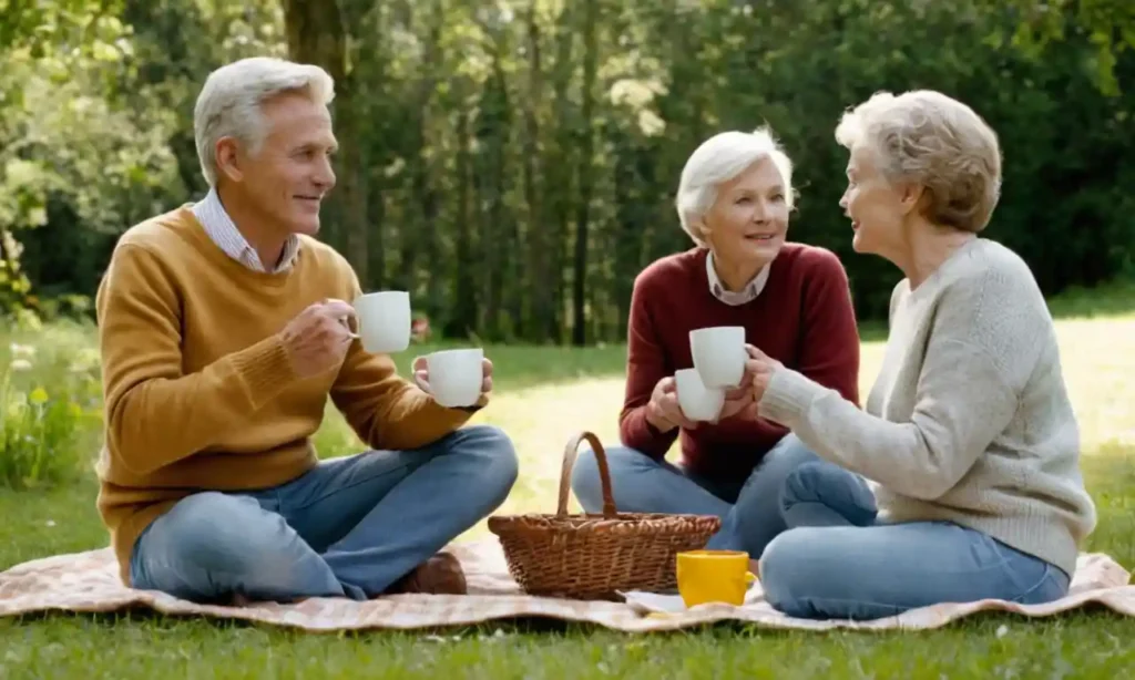 Persona madura celebrando fiesta de cumpleaños con amigos de la familia