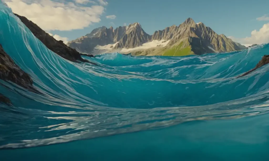 Barras 3D subiendo de profundidades oceánicas a picos de montaña