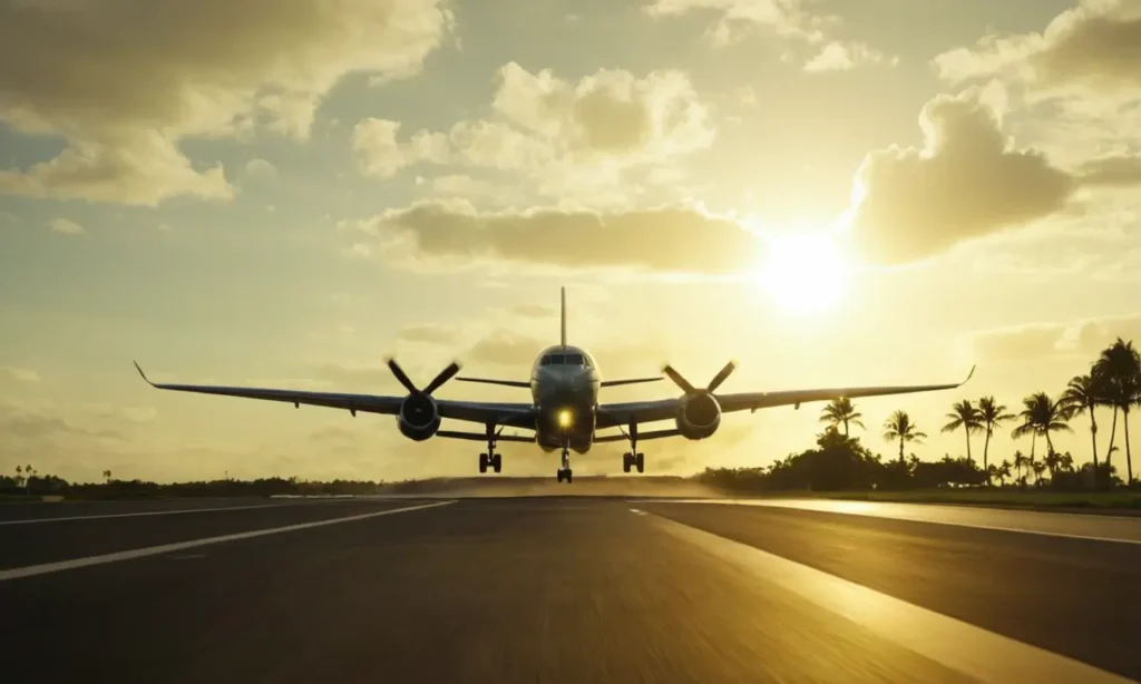 Un avión que sale de una pista de aterrizaje del aeropuerto